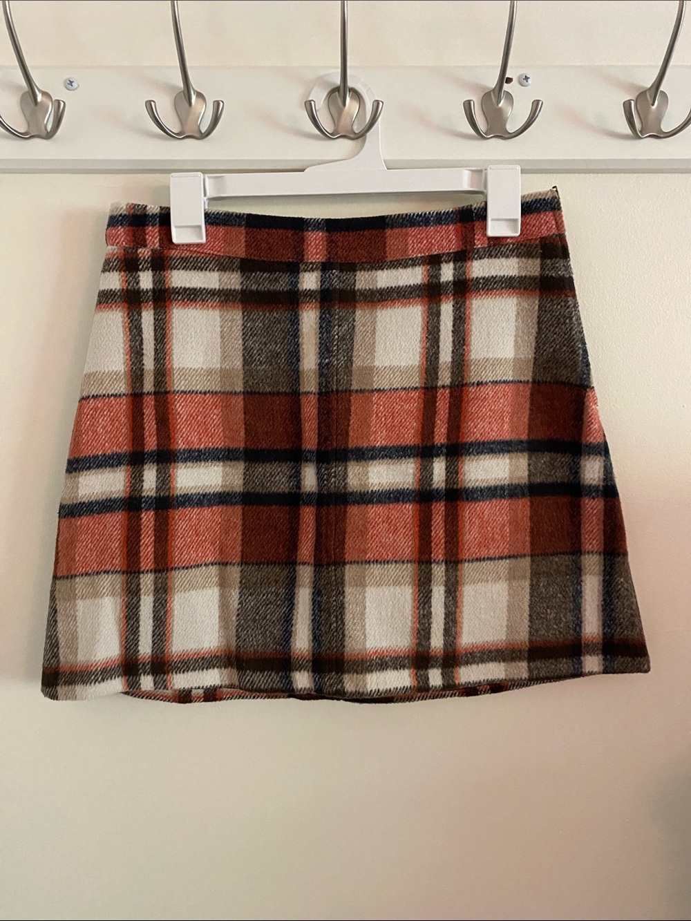 re:named Plaid Mini Skirt in Rust, Cream, and Brown